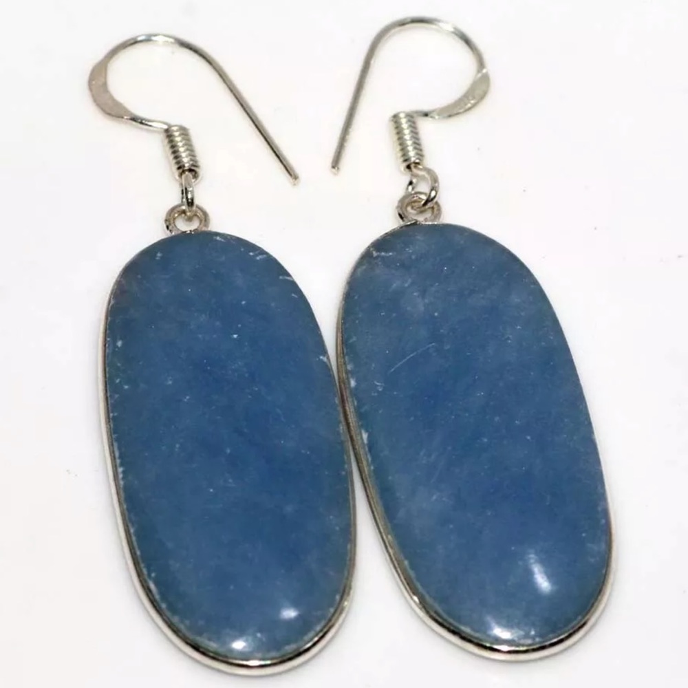 Angelite Sterling Silver Earrings, 2.2” Long,‎ New